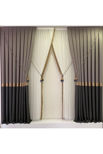 Fon Dünyası Panel Background Curtain Mink Dark Anthracite