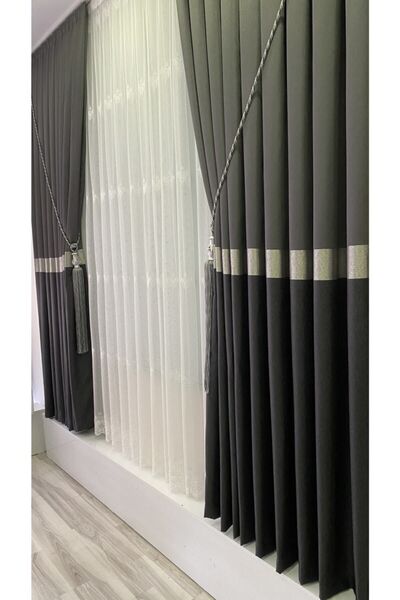 Fon Dünyası Panel Background Curtain Dark Gray Anthracite (Single Wing)