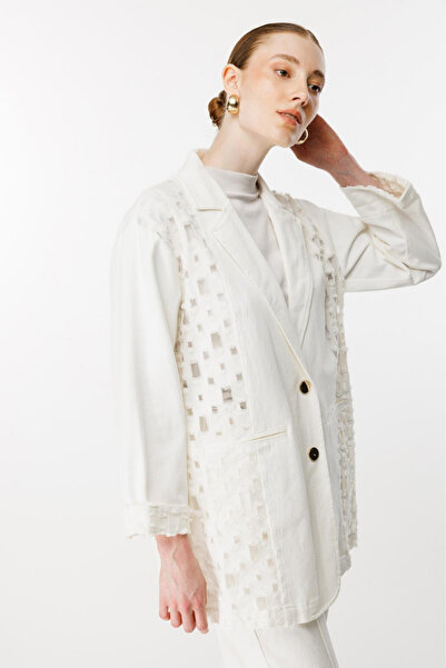 Ghisa White Combination Jacket and Trousers Set - 4YGSTKM3790