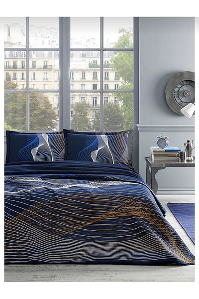 Özdilek Navy Blue Single Luxury Pike Set - Elastic