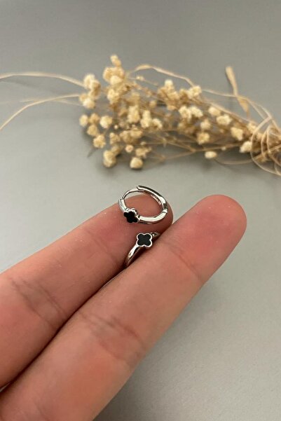 Jaida Moda Unisex Gümüş Yonca Figürlü Çelik Halka Tragus Helix Piercing