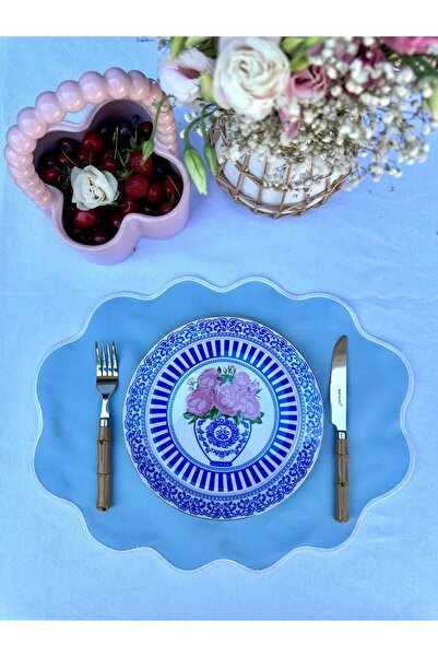 Vivas Mavi beyaz Amerikan Servis 6 adet