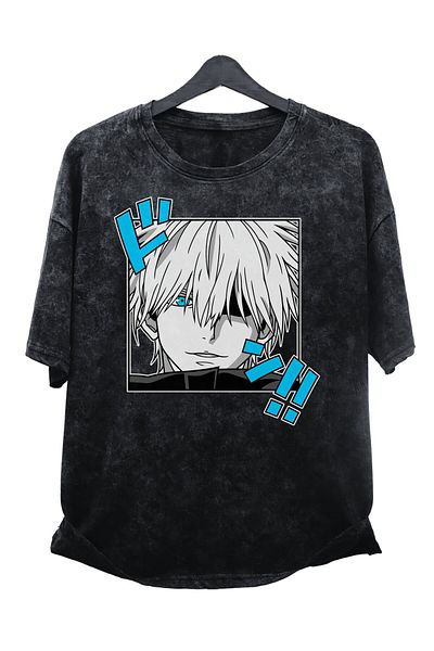 Fuddy Moda Μπλουζάκι JJK Gojo Satoru Manga με στάμπα Unisex Oversize