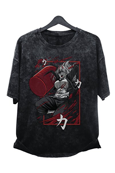 Fuddy Moda Унісекс-футболка з принтом Chainsaw-Man Power EX8 у вінтажному стилі