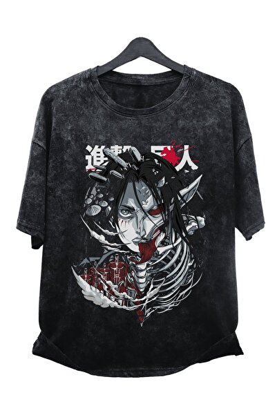 Fuddy Moda Oversize majica sa printom "Attack On Titan Eren", periva, unisex ...