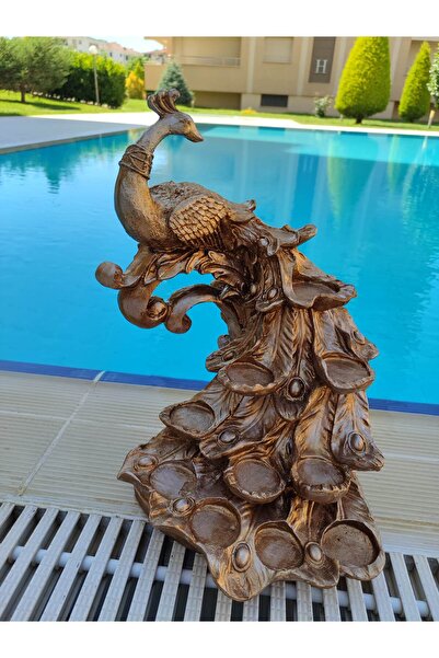 BilgeCe hoMe Tavus kuşlu T Light, Büyük tavus kuşlu mumluk,, Tavus kuşlu dekoratif mumluk, Polyester Heykel