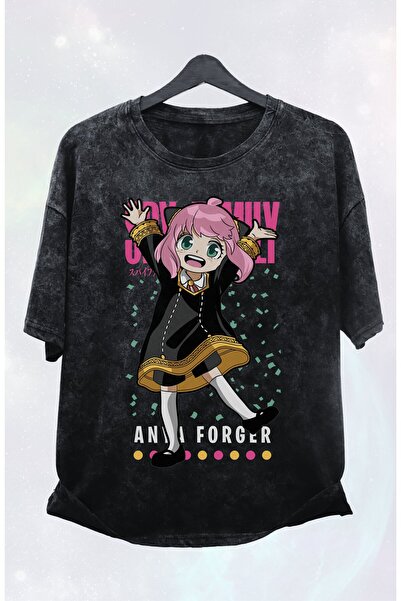 Fuddy Moda Tricou vintage cu imprimeu supradimensionat unisex Anya Forger Spy...