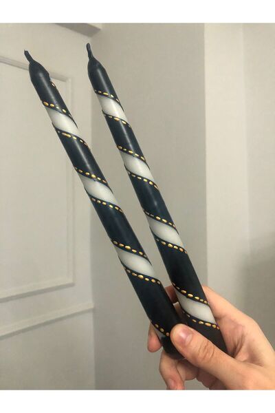 Elif Design Siyah Gold detaylı pip studio temalı şamdan mum / el yapımı el çi...