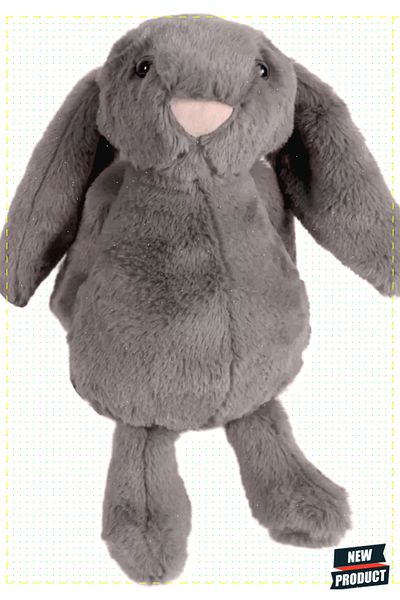 OMZ Gray Rabbit Plush Sleeping Companion - 34cm, 1 Piece, Educational Montessori Toy for Boys and Girls
