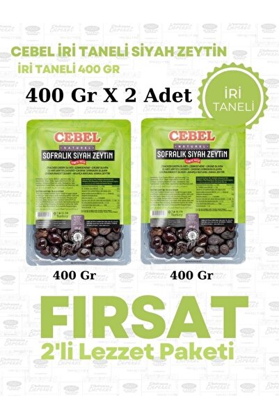 Cebel Lezzet Paketi Siyah zeytin 400 gr Vakumlu (iri) (S 291-320 Kalibre) (2 ...
