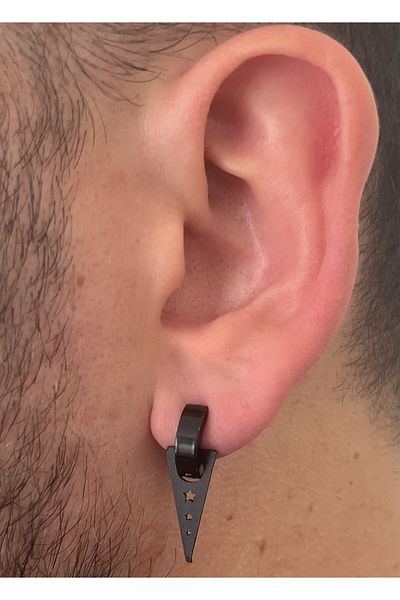Piercing Market Steel & Silver Men's Unisex Steel Dangle Earrings Rust No Darkening