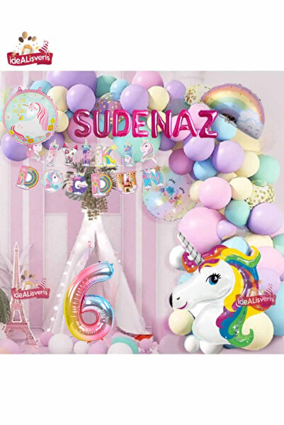 Bkmc Στολίδι σετ γιορτής γενεθλίων με μονόκερο με θέμα 7 γράμματα Happy Birth...