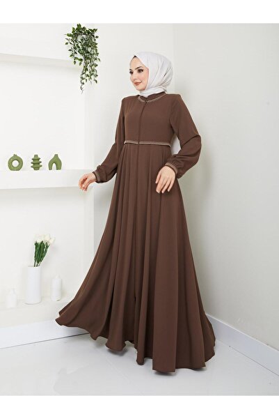 KMKkombin Yazlık Mevlana Model Kol Ve Beli Desenli Kloş Ferace Pardesü