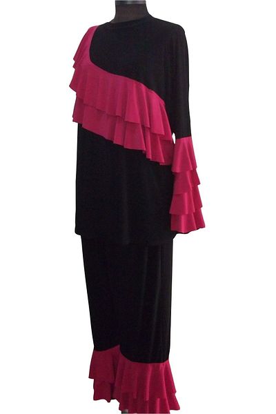 eflin Women's Clothing Oversize Fuchsia Cross Valon Full Covered Hijab Swimsuit Black