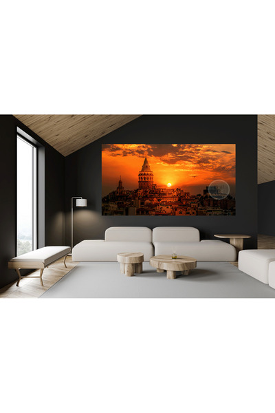 EMİLART Modern Tarihi İstanbul Galata Kulesi Sunset Gün Batımı Manzarası Deko...