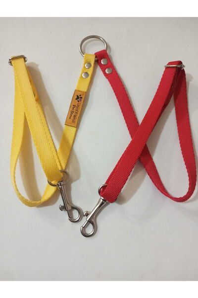 Loyal Friend Store köpek ikili gezdirme kayışı (sevk kayışı) sarı-kırmızı