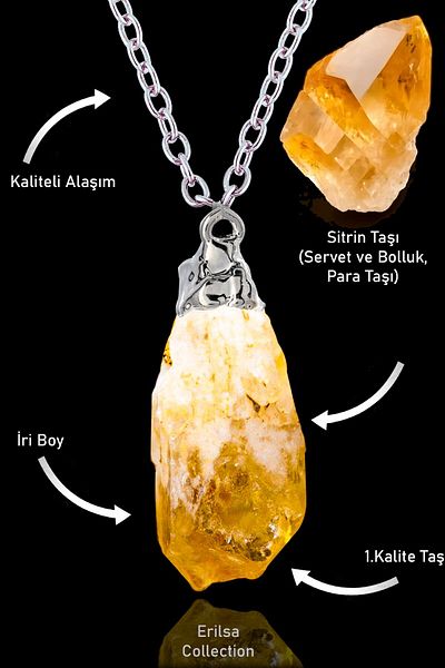 Tesbih Atölyesi XXL Certified Raw Untreated Citrine Necklace