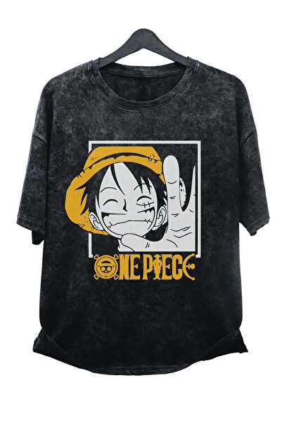 Fuddy Moda تي شيرت كبير الحجم مطبوع عليه قطعة واحدة لوفي مانغا للجنسين - تي ش...