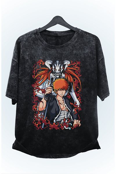 Fuddy Moda Tricou oversize unisex cu imprimeu Bleach Ichigo Kurosaki