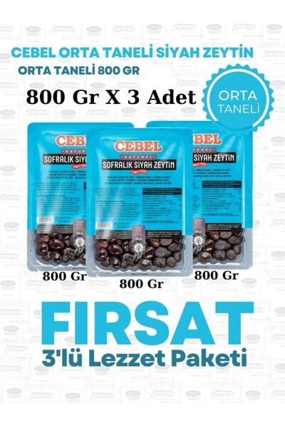 Cebel Lezzet Paketi Siyah zeytin 800 gr Vakumlu (orta) (2xs 351-380 Kalibre) ...