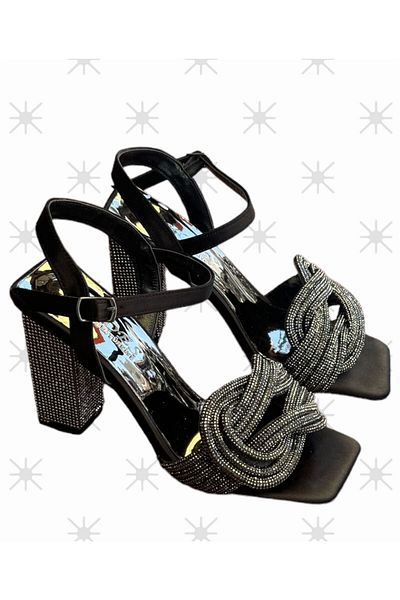 İpek Sandale de rochie de seară pentru femei cu toc înalt Black Stone