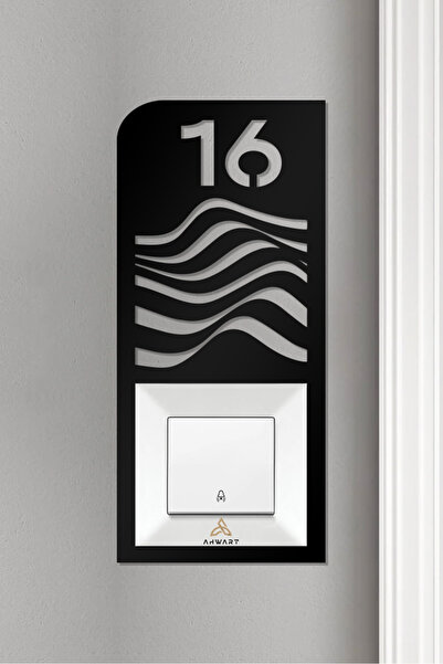 AHWART Ramă decorativă din lemn - Numărul ușii apartamentului, Priză sonerie ...