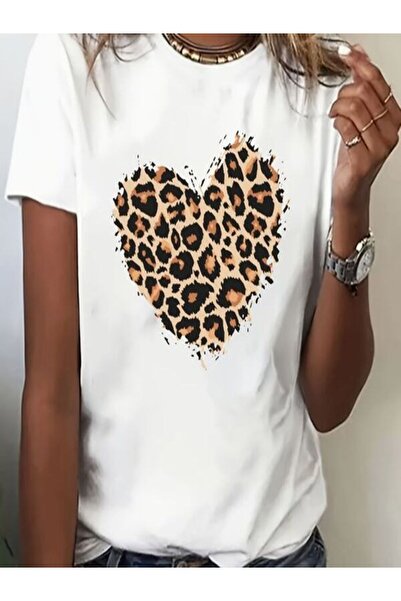 classy moda Tricou oversize cu imprimeu alb - decolteu, mânecă scurtă