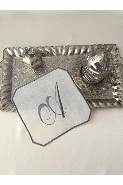 AFA TASARIM Söz & Nişan Mendili, Tepsi Örtüsü, Kişiye Özel Harf Nakışlı Kahve Yanı Sunum Peçetesi