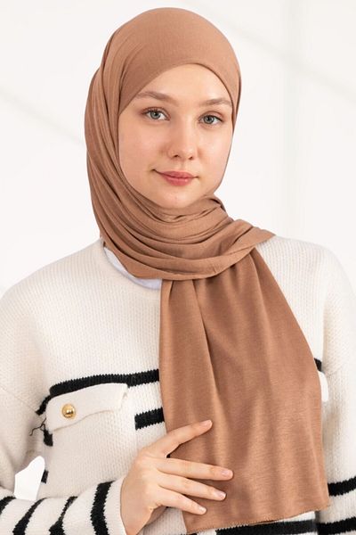 hijabchi Χτενισμένο βαμβακερό σάλι Jersey Shawl - Cappucino