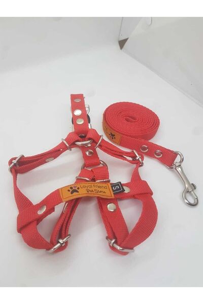 Loyal Friend Store Kırmızı Ayarlanabilir Küçük Irk Köpek Göğüs Bel Tasma Takımı S Beden (40-45 Cm)