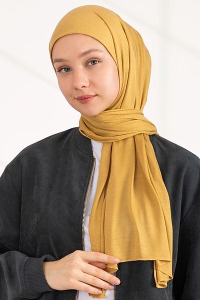 hijabchi Combed Cotton Shawl Jersey Shawl - Gold