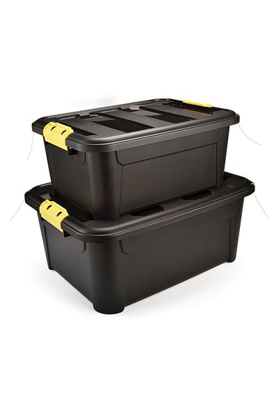 Melkan Home Toy Box Storage Box Storage Organization Case Set of 2 30l+40l Black Lockable Safe