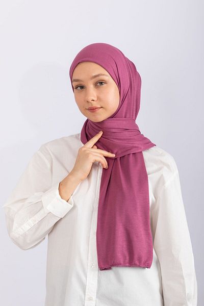 hijabchi Χτενισμένο βαμβακερό σάλι Τζέρσεϊ σάλι - βιολετί