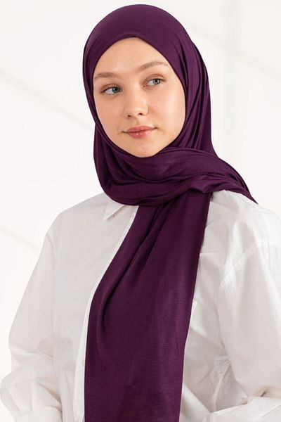 hijabchi Combed Cotton Shawl Jersey Shawl - Plum