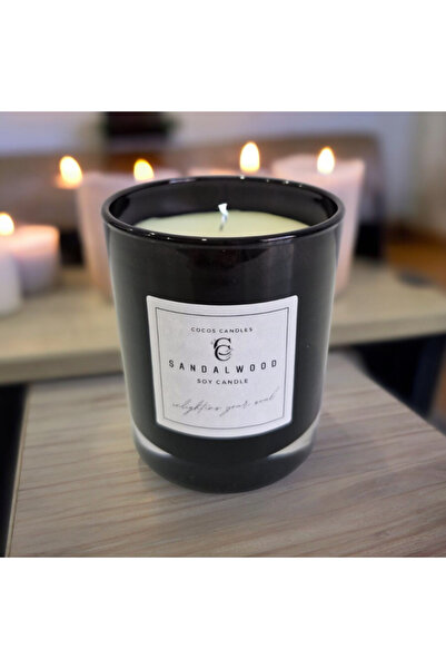 100% Natural Scented Soy Wax Candle in Sandalwood Scented Glass Cup (7cm)