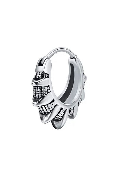 Jaida Moda Unisex Gothic Steel Hoop Earrings with Gray Viking Motif