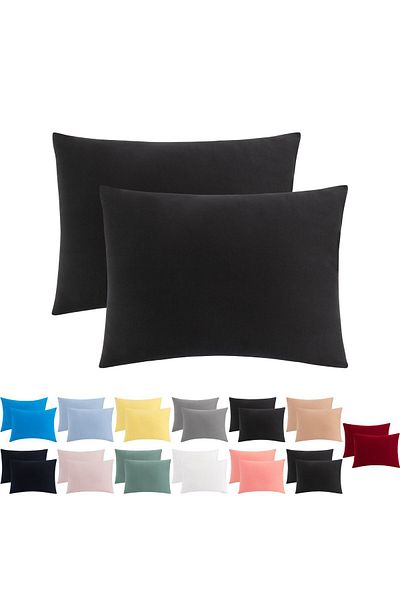 ATACA TEKSTİL 2-Piece Cotton Jersey Pillowcase Set with Hidden Zipper 100% Cotton Soft and Breathable (50x70)