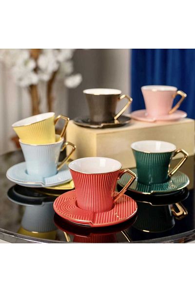 AROW TR-2937 Porcelain Coffee Cup Set for 6 People - 12 Pieces