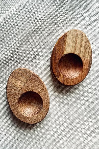 zeyvedesign 2-Piece Wooden Egg Bowl - 100% Beech Wood