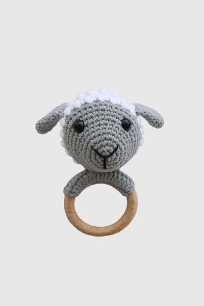 Totzee Amigurumi Lamb Rattle Gray & White
