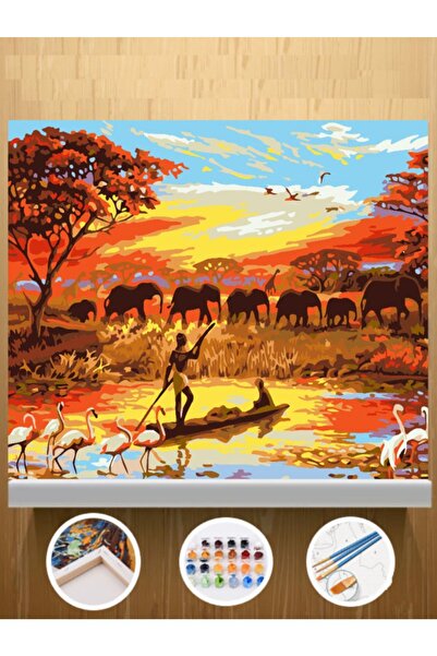 CNS HOBBY TUVAL Sayılarla Boyama Hobi Seti 40x50 cm Çerçeveli Tuval Seti Fırç...