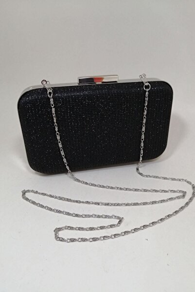 PARKTAN Siyah Simli Abiye Clutch Portföy Çanta