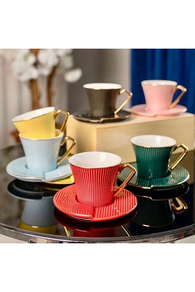 AROW TR-2937 Porcelain Coffee Cup Set for 6 People - 12 Pieces