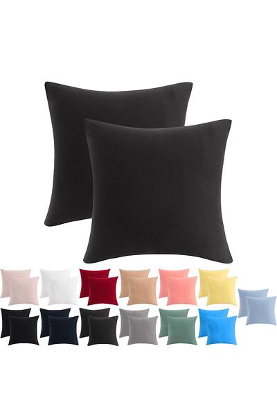 ATACA TEKSTİL 2-Piece Cotton Jersey Pillowcase Set with Hidden Zipper 100% Cotton Soft and Breathable (65x65)