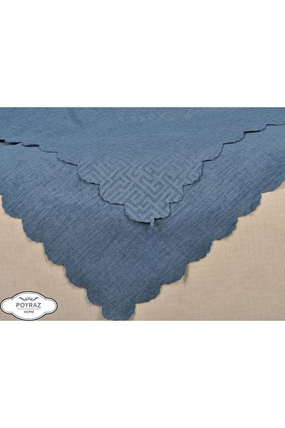 POYRAZ Canapea și șal reversibil cu model albastru indigo mat