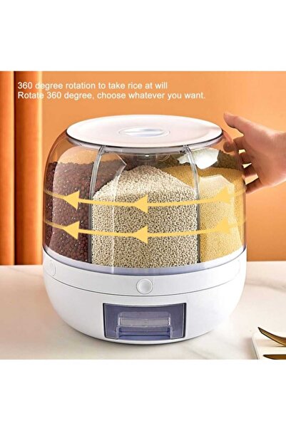 YclShop Dönen Tahıl Dağıtıcı Toplu Tahıllar Ayrı Organizatör Kutusu Kavanozu ...