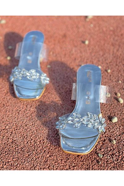 Surpie Shoes Διάφανες παιδικές παντόφλες με τακούνι