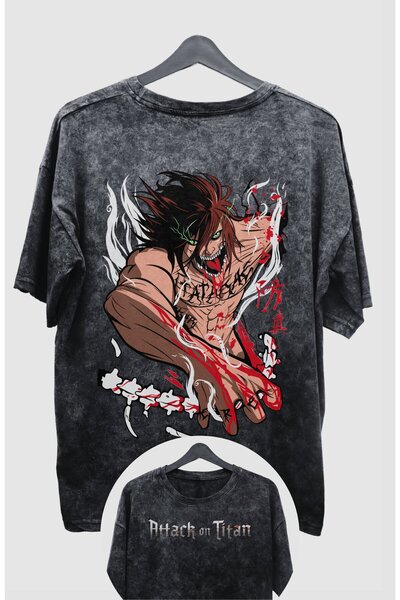 Fuddy Moda AOT Eren Yeager V3 Unisex Oversize Anime T-Shirt με στάμπα στην πλ...