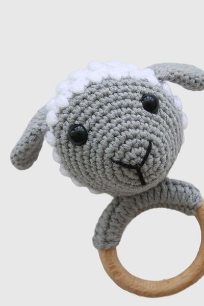 Totzee Amigurumi Lamb Rattle Gray & White