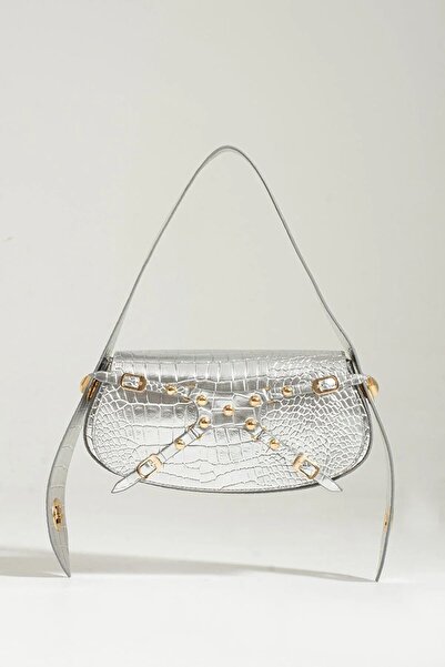 on star Geantă de mână și de umăr pentru femei, cu textura crocodil, cu curea de blocare reglabilă